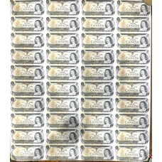 CANADA 1973 . ONE 1 DOLLAR BANKNOTES . SHEET OF 40 NOTES